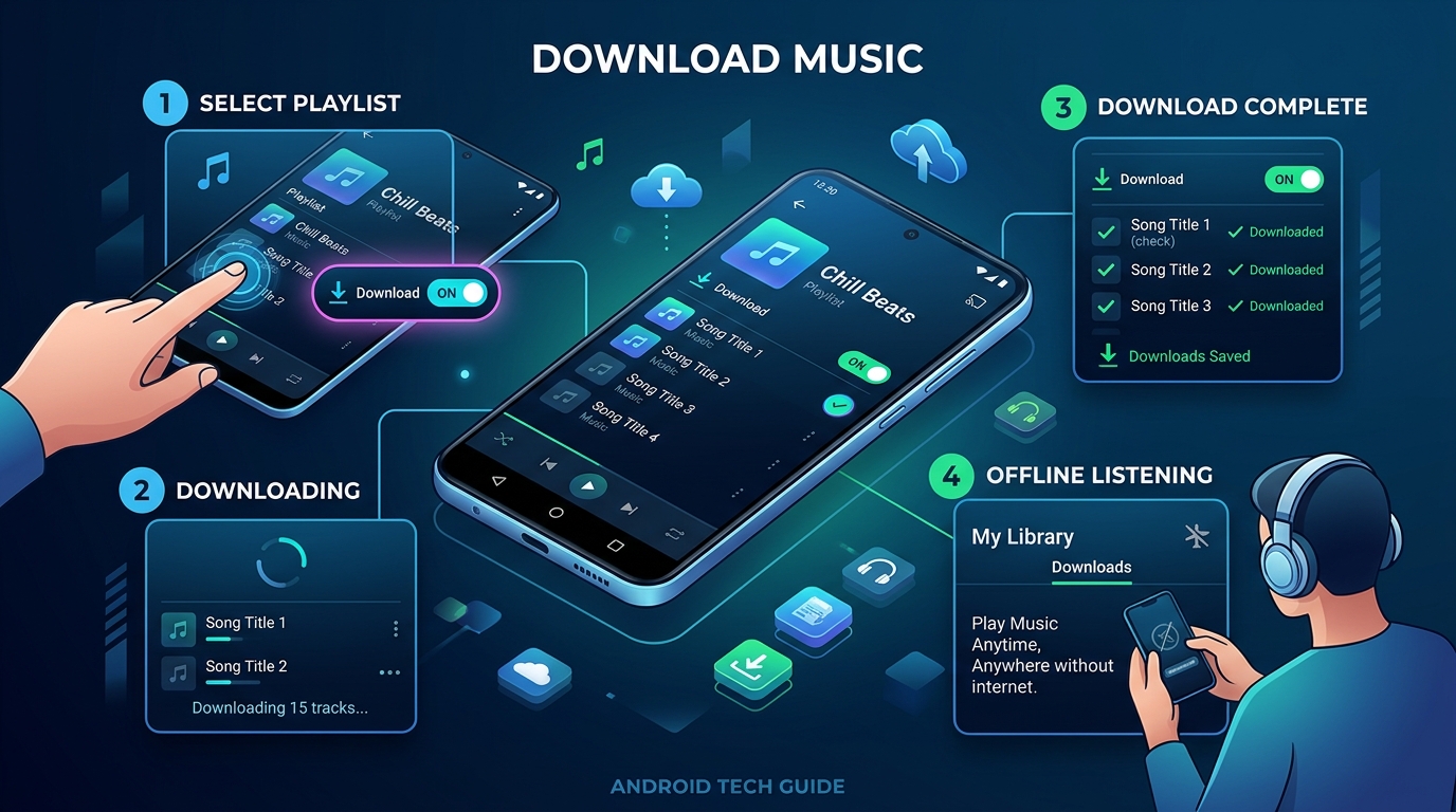 Procédure étape par étape pour télécharger de la musique Spotify sur Android afin de l'écouter hors ligne